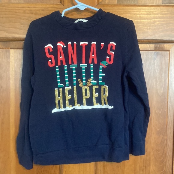 H&M 5t/6 Christmas sweater. Santa’s Little Helper with reindeer antlers. - Picture 2 of 7